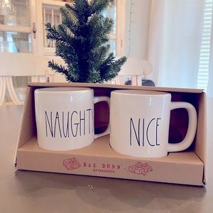 Rae Dunn NAUGHTY & NICE Christmas Mug Set NIB